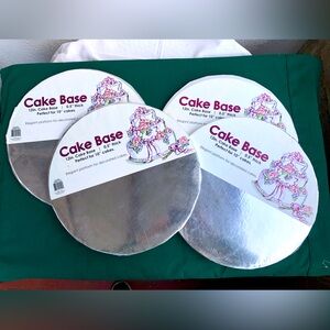 Silver Round 12" Cake Base 4 Set